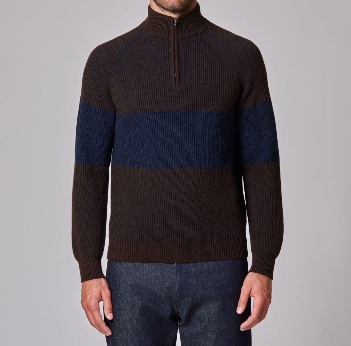 Luciano Barbera Bar Stripe Cashmere 1/4 Zip