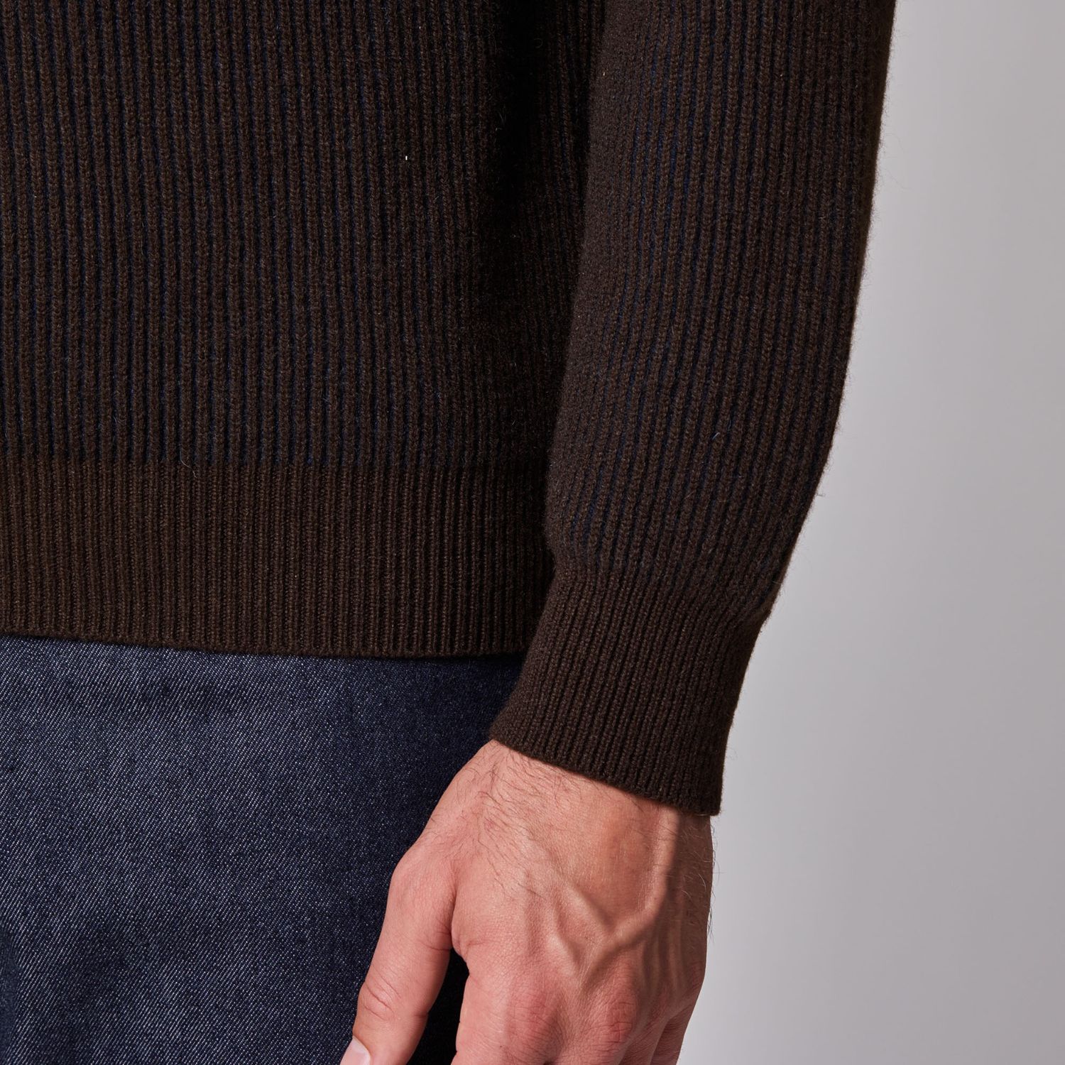 Luciano Barbera Bar Stripe Cashmere 1/4 Zip
