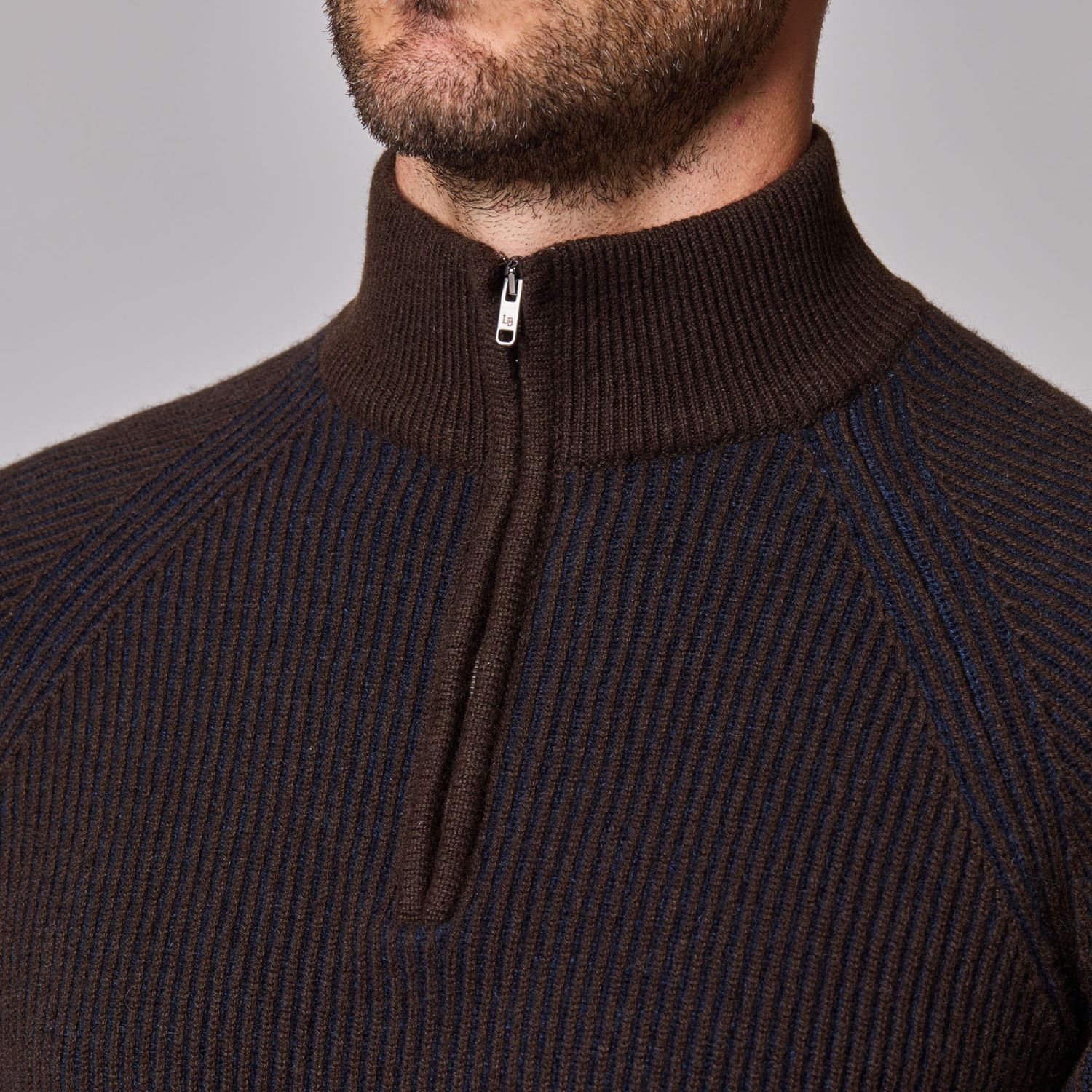 Luciano Barbera Bar Stripe Cashmere 1/4 Zip