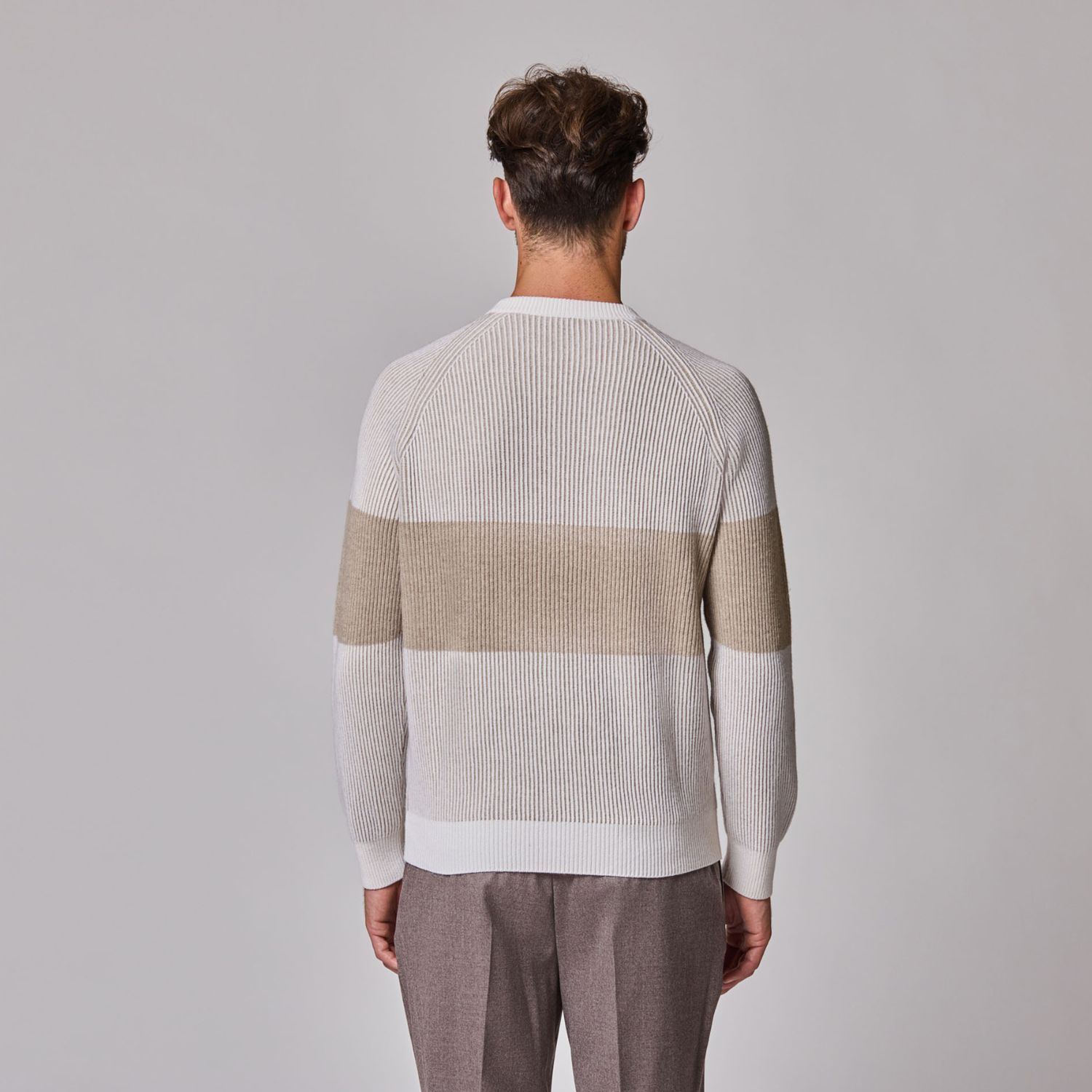 Luciano Barbera Bar Stripe Raglan Cashmere Crew