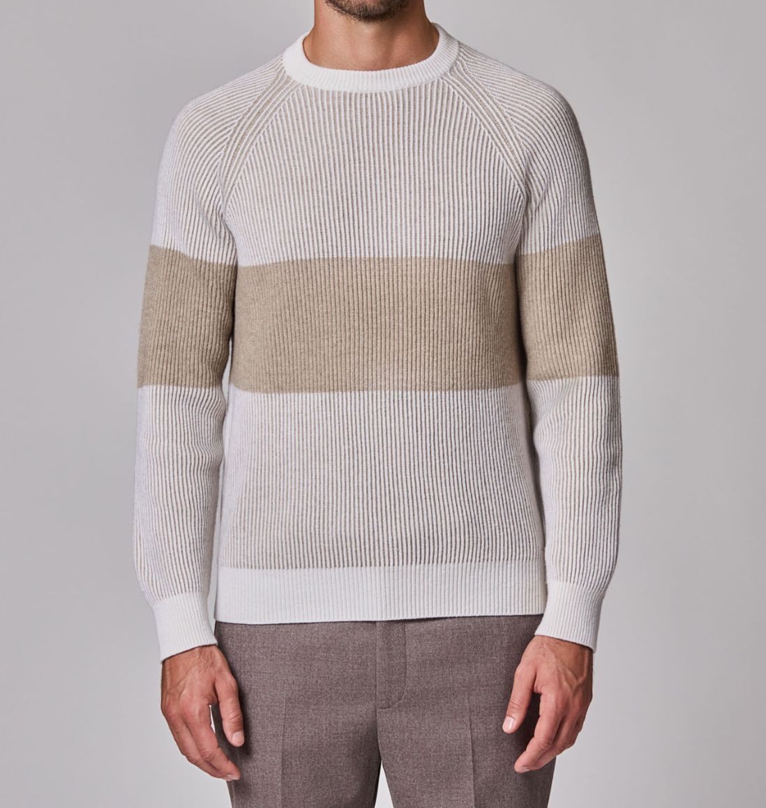Luciano Barbera Bar Stripe Raglan Cashmere Crew