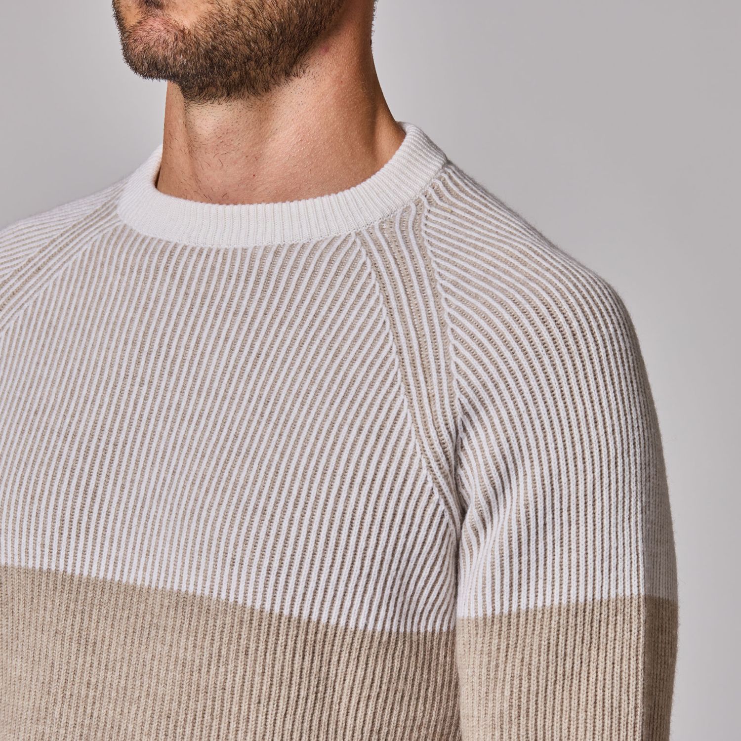 Luciano Barbera Bar Stripe Raglan Cashmere Crew