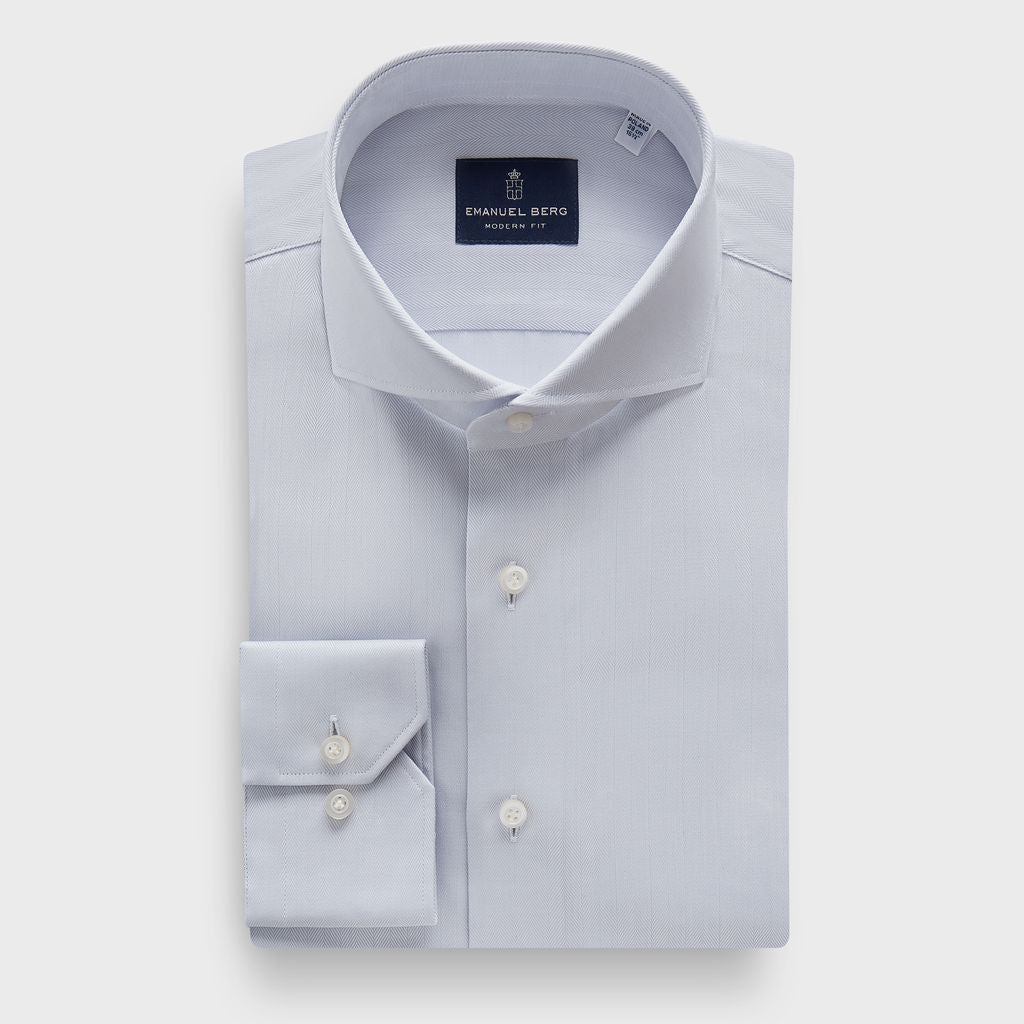 Emanuel Berg Solid Herringbone Dress Shirt