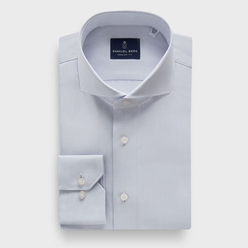 Emanuel Berg Solid Herringbone Dress Shirt