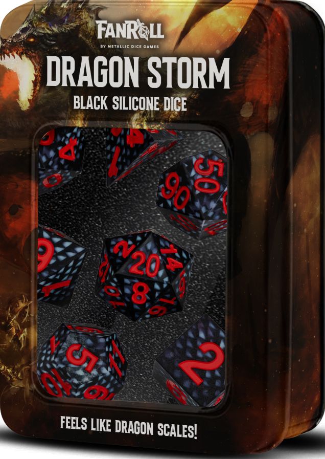 Silicone 7 Dice Set Dragon Storm Black Scales