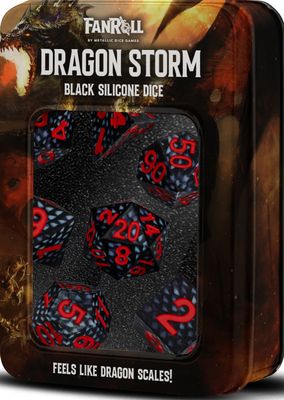 Silicone 7 Dice Set Dragon Storm Black Scales