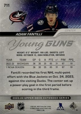 Adam Fantilli - 2023-24 UD Extended series Young guns #711