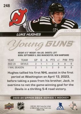 Luke Hughes - 2023-24 UD Series one Young guns #248