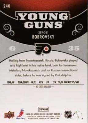 Sergei Bobrovsky - 2010-11 UD Series one Young guns #240