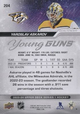 Yaroslav Askarov - 2023-24 UD Series one Young guns #204
