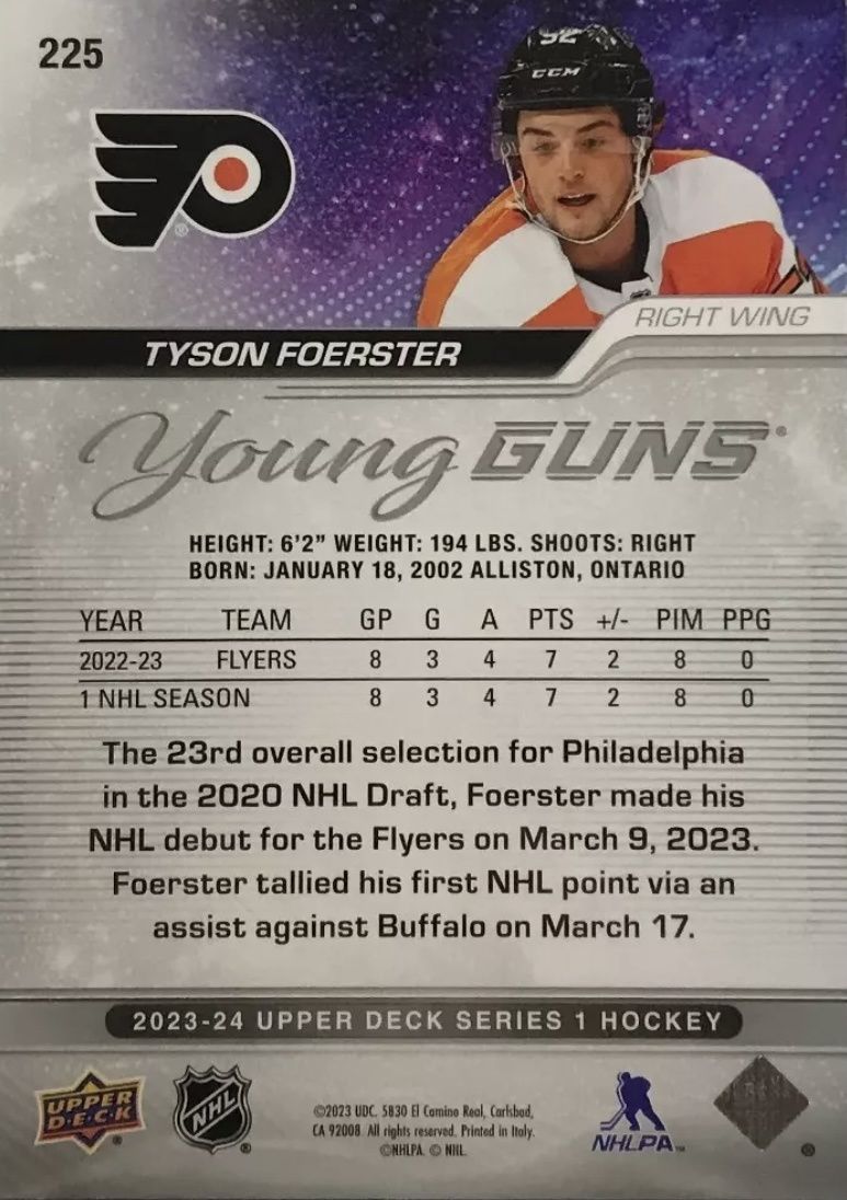 Tyson Foerster - 2023-24 UD Series one Young guns #225