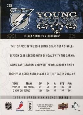 Steven Stamkos - 2008-09 UD Series one Young guns #245