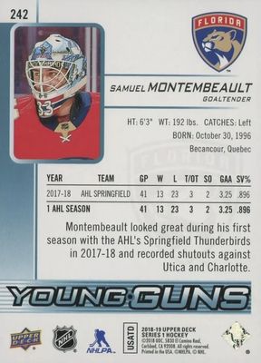 Samuel Montembeault - UD Series one 2018-19 Young guns #242