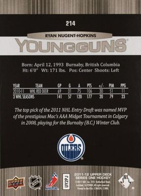 Ryan Nugent-Hopkins - 2011-12 UD Series one Young guns #214