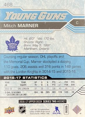 Mitch Marner - 2016-17 Upper deck Series two Young guns #468