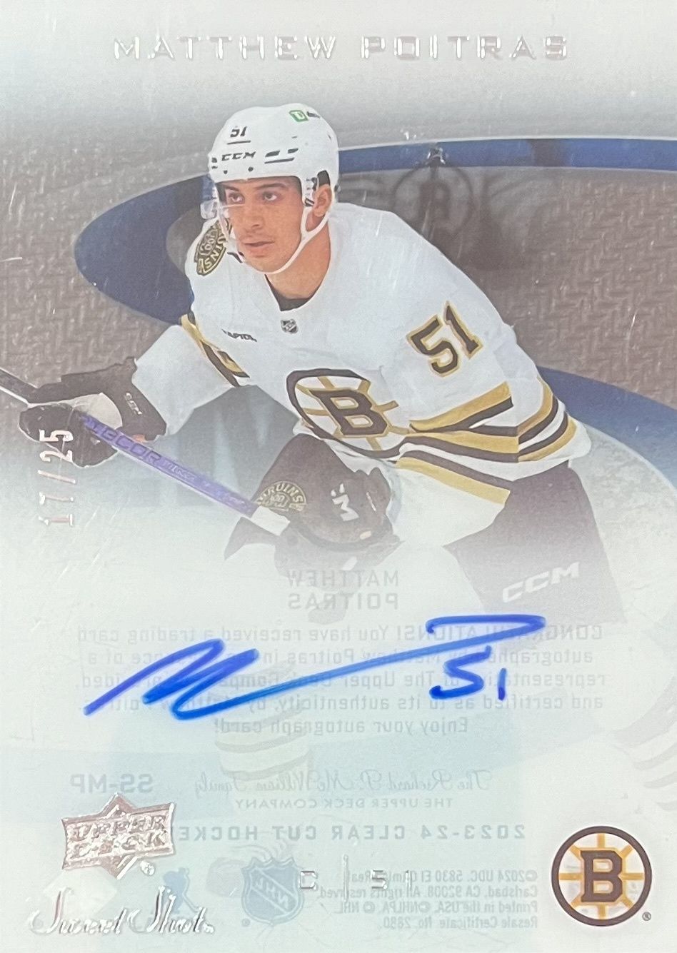 Matthew Poitras - 2023-24 Upper deck Clear cut /25 SS-MP