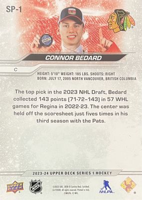 Connor Bedard - 2023-24 Upper deck Series one Draft SP-1
