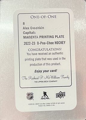 Alex Ovechkin - 2022-23 O-Pee-Chee Printing plate retro one-of-one #8