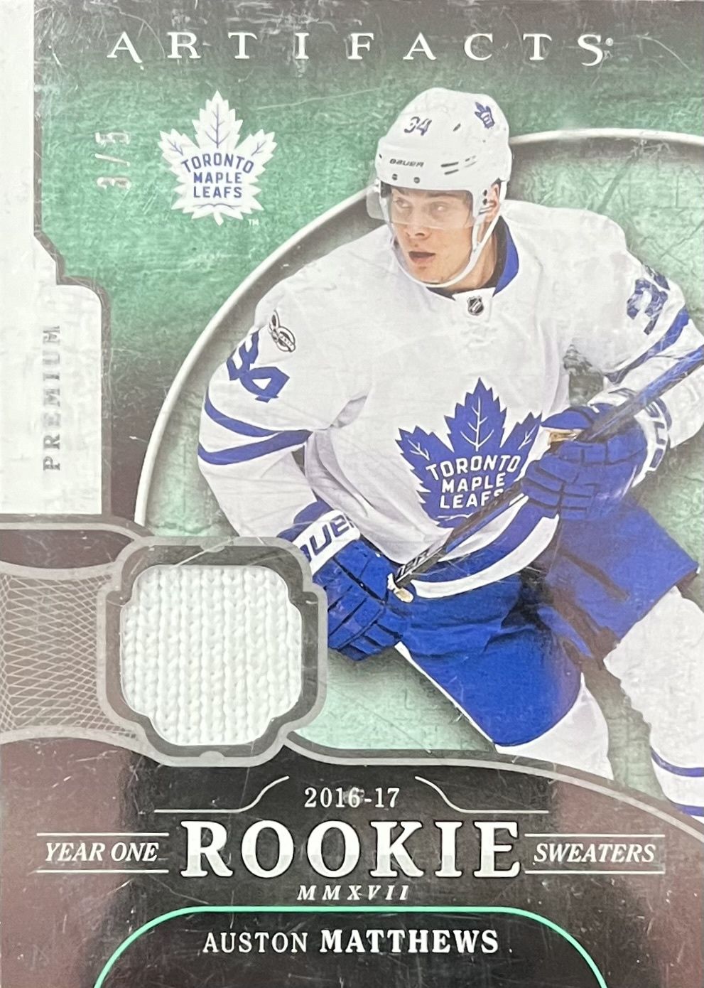 Auston Matthews - 2016-17 Upper deck Artifacts Year one rookie swatches /5 RS-AM