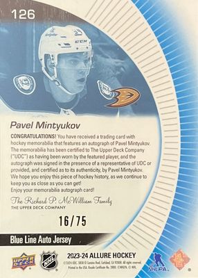 Pavel Mintyukov - 2023-24 Upper deck Rookie /75 #126