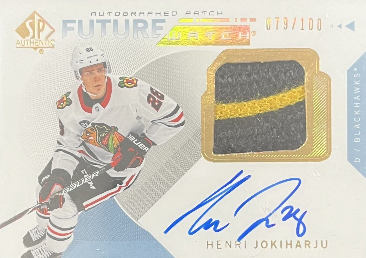 Henri Jokiharju -2018-19 Upper deck SP Authentic Autographed patch future watch /100 #193