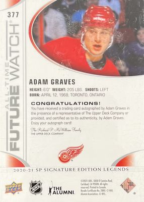 Adam Graves - 2020-21 Upper deck SP Signature edition legends All-time future watch /199 #377
