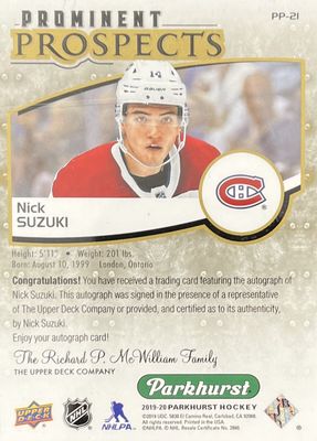 Nick Suzuki - 2019-20 Parkhurst Dominent prospects PP-21