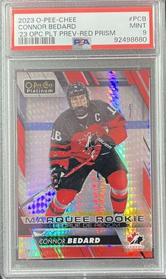 Connor Bedard - 2023-24 O-Pee-Chee Platinum Red prism PREVIEW /50 P-CB PSA 9