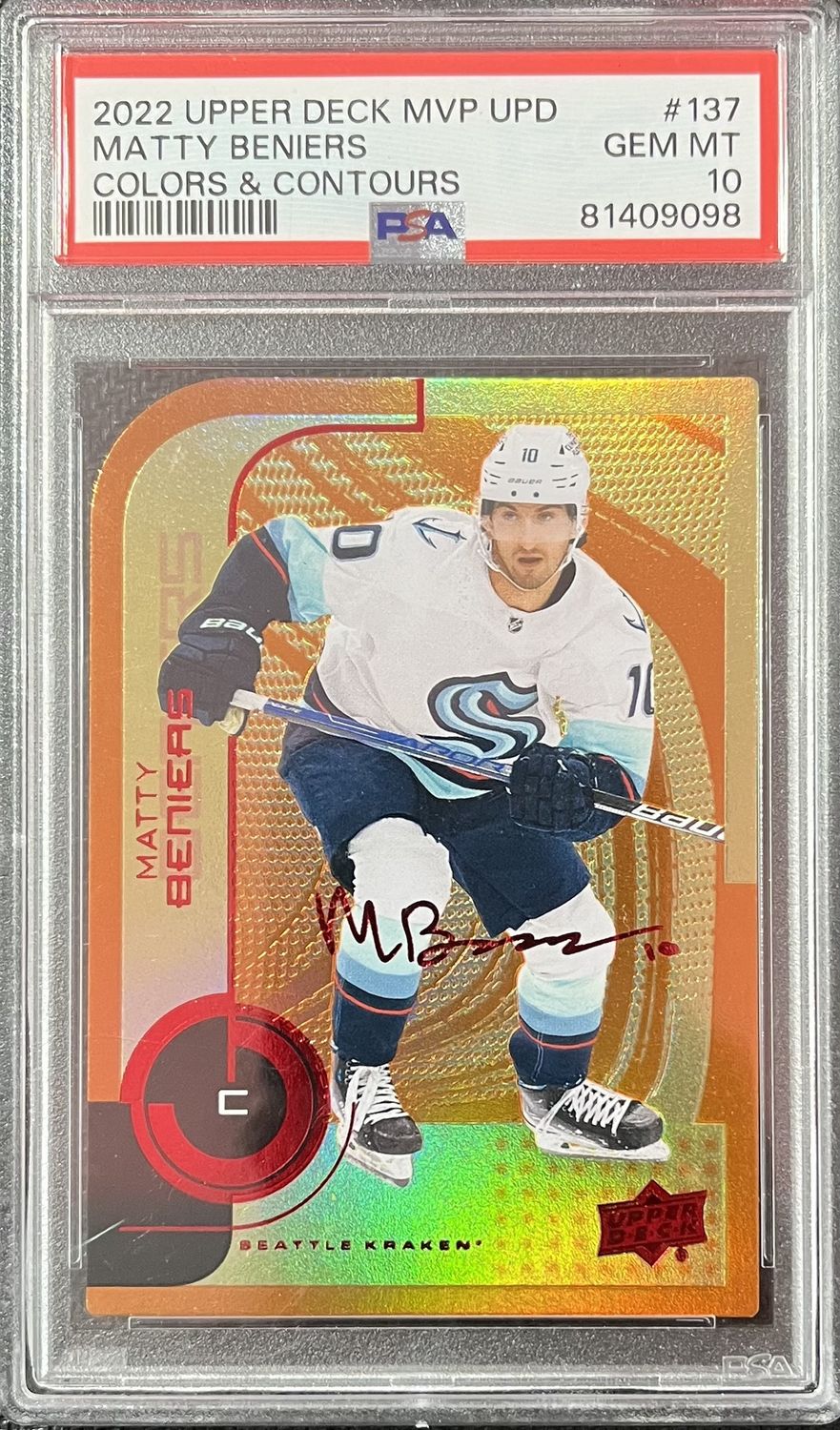 Matty Beniers - 2022-23 Upper deck Series two MVP Colours &amp; contours /250 #137 PSA 10