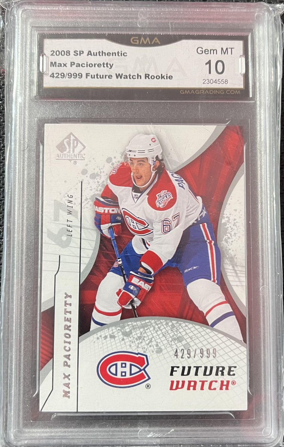 Max Pacioretty - 2008-09 Upper deck SP Authentic Future watch rookie /999 #178 GMA 10