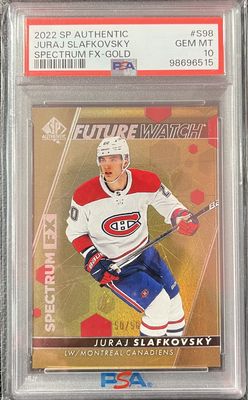 Juraj Slafkovsky - 2022-23 Upper deck SP Authentic Future watch Spectrum FX gold 50/50 (LAST PRINT) S98 PSA 10