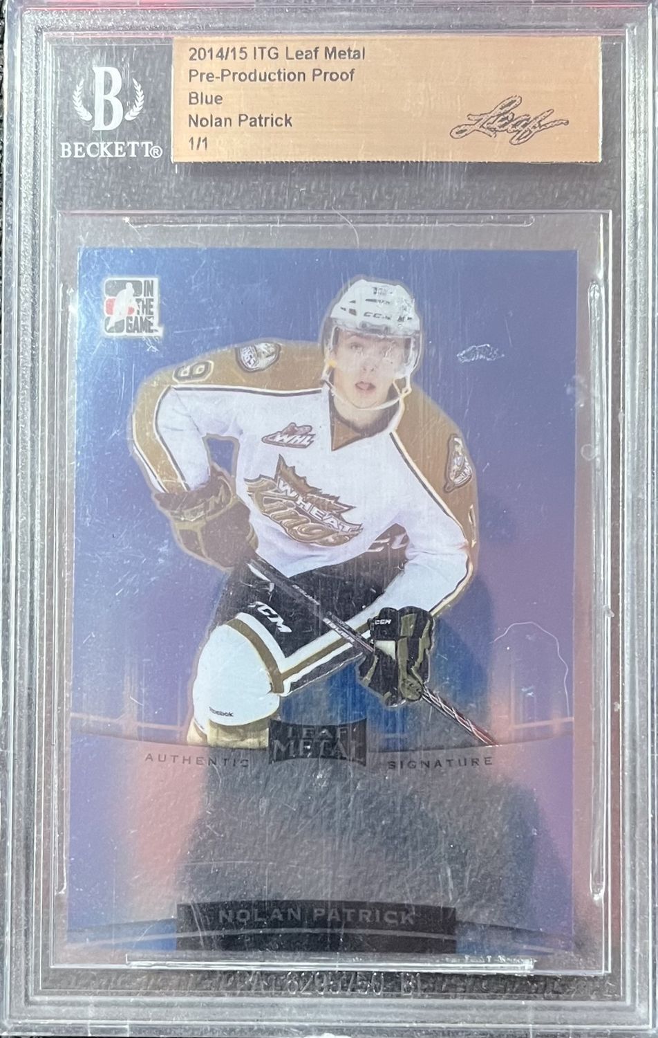 Nolan Patrick - 2014-15 In the game Leaf metal Pre-production proof  1/1  Beckett