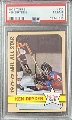 Ken Dryden - 1972 Topps NHL All-Stars #127 PSA 8