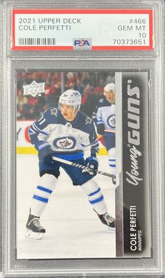 Cole Perfetti - 2021-22 Upper deck Series two Young guns #466 PSA 10