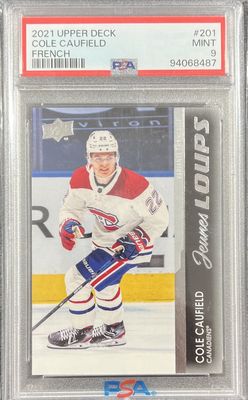 Cole Caufield - 2021-22 Upper deck Series one Jeunes loups #201 PSA 9