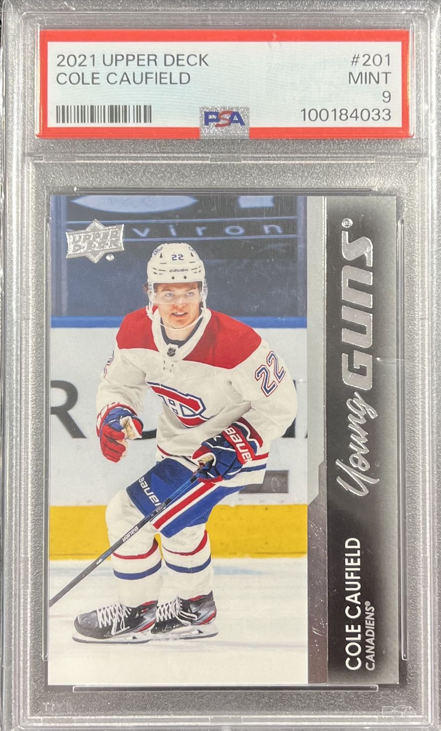 Cole Caufield - 2021-22 Upper deck Series one Young guns #201 PSA 9