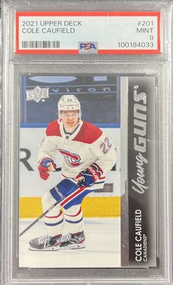 Cole Caufield - 2021-22 Upper deck Series one Young guns #201 PSA 9