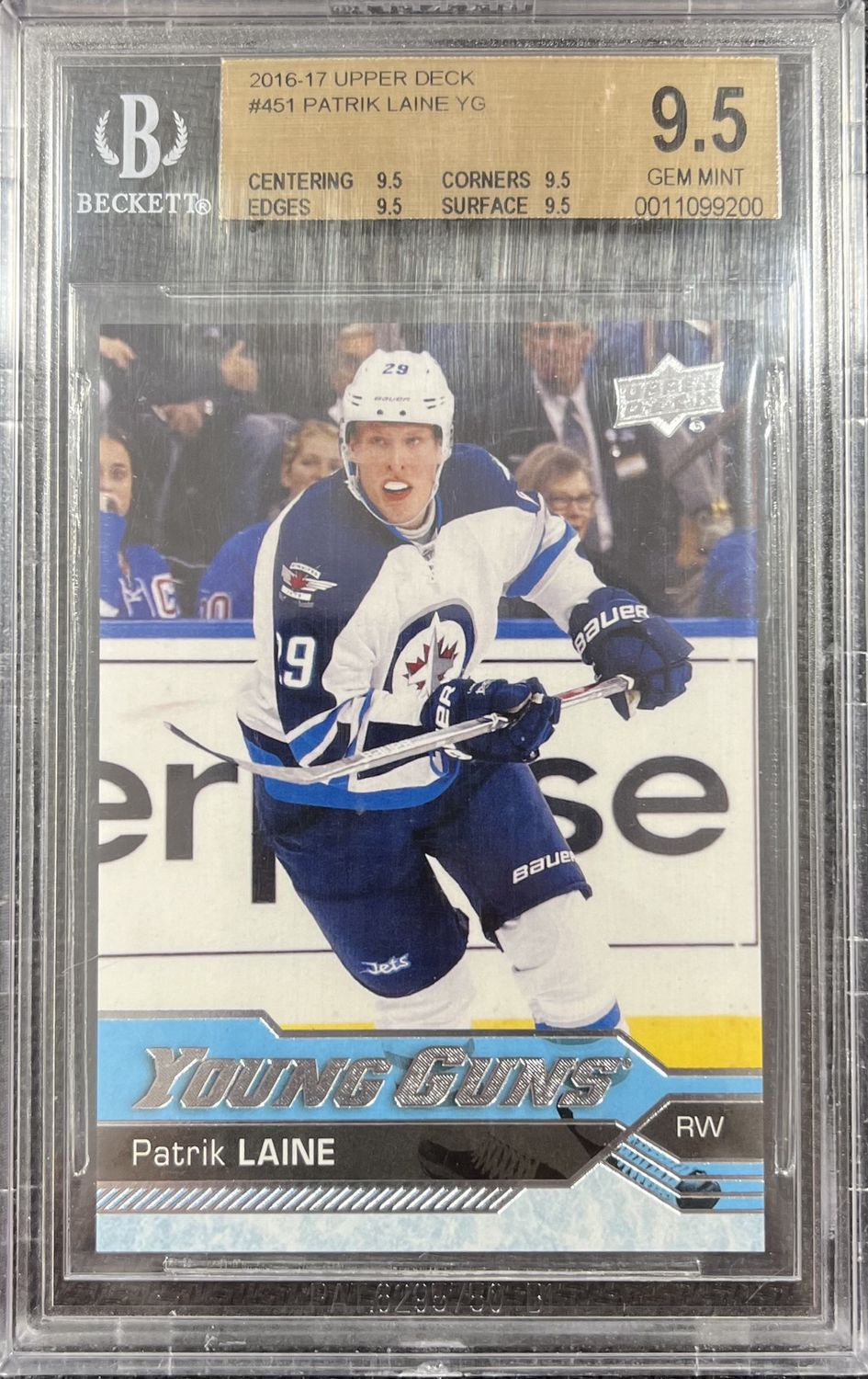 Patrik Laine - 2016-17 Upper deck Series two Young guns #451 Beckett 9.5