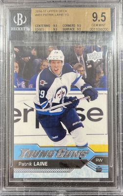 Patrik Laine - 2016-17 Upper deck Series two Young guns #451 Beckett 9.5