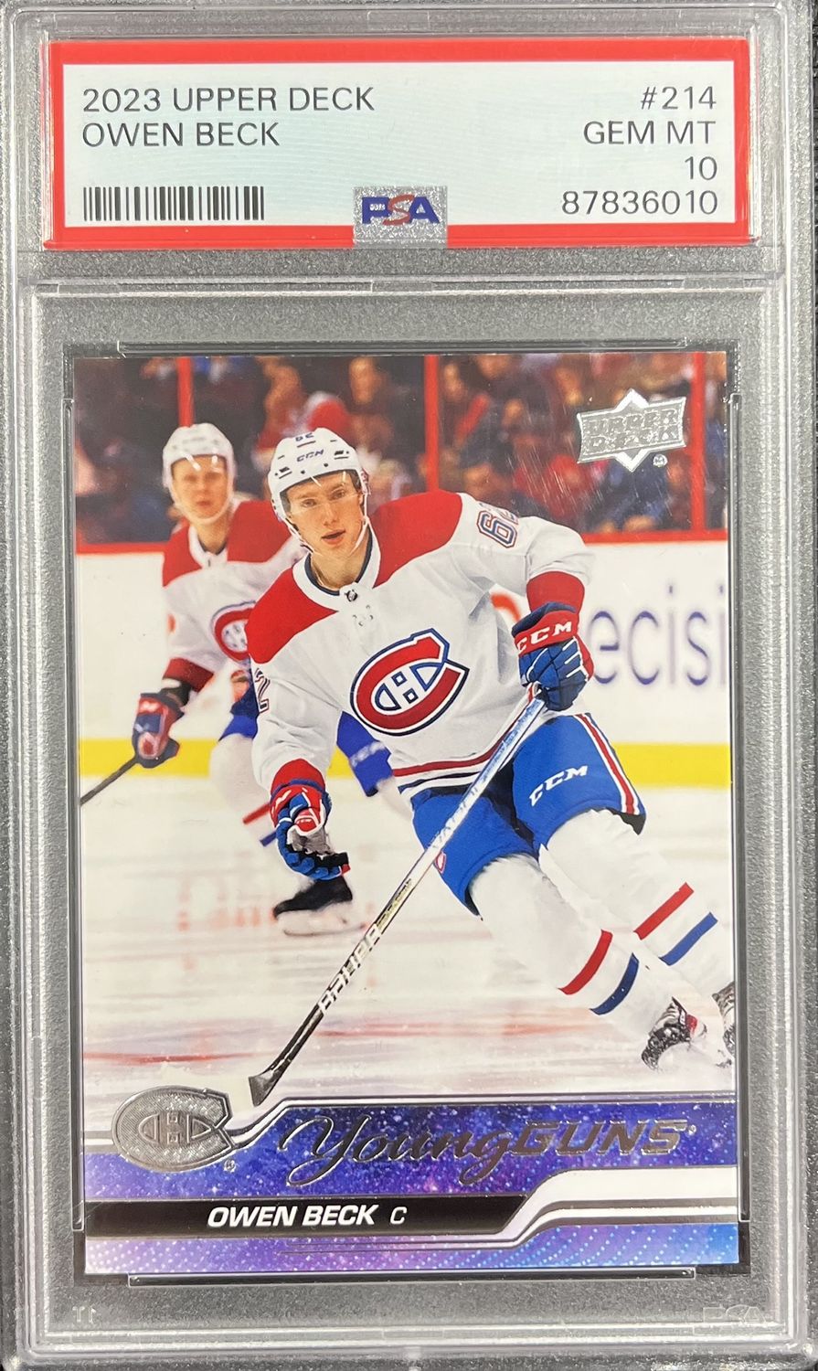 Owen Beck - 2023-24 Upper deck Series one Young guns #214 PSA 10