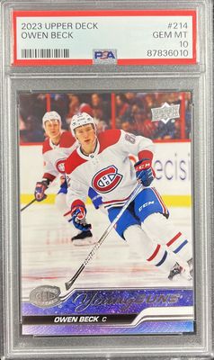 Owen Beck - 2023-24 Upper deck Series one Young guns #214 PSA 10