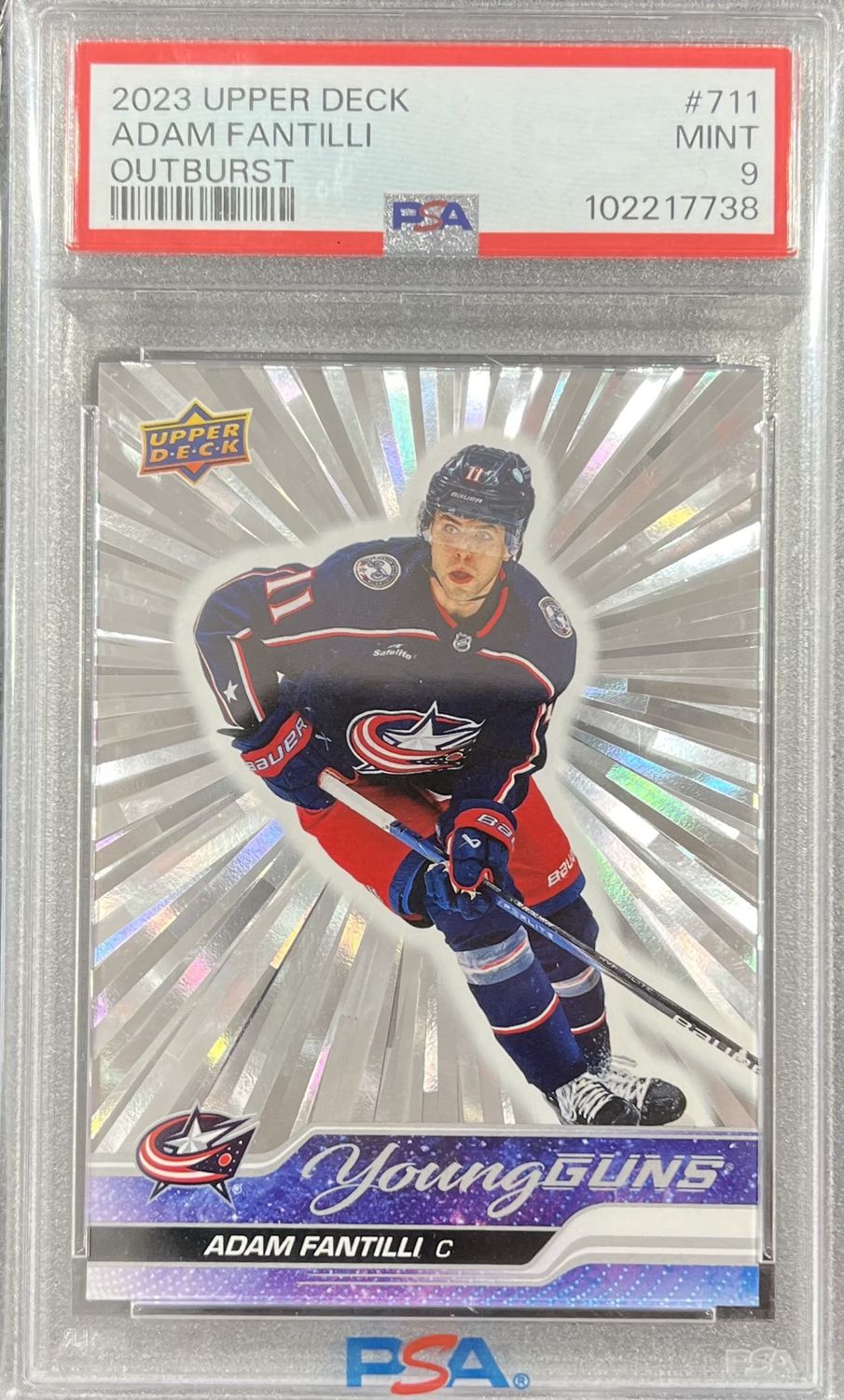 Adam Fantilli - 2023-24 Upper deck Extended series Young guns Outburst #711 PSA 9
