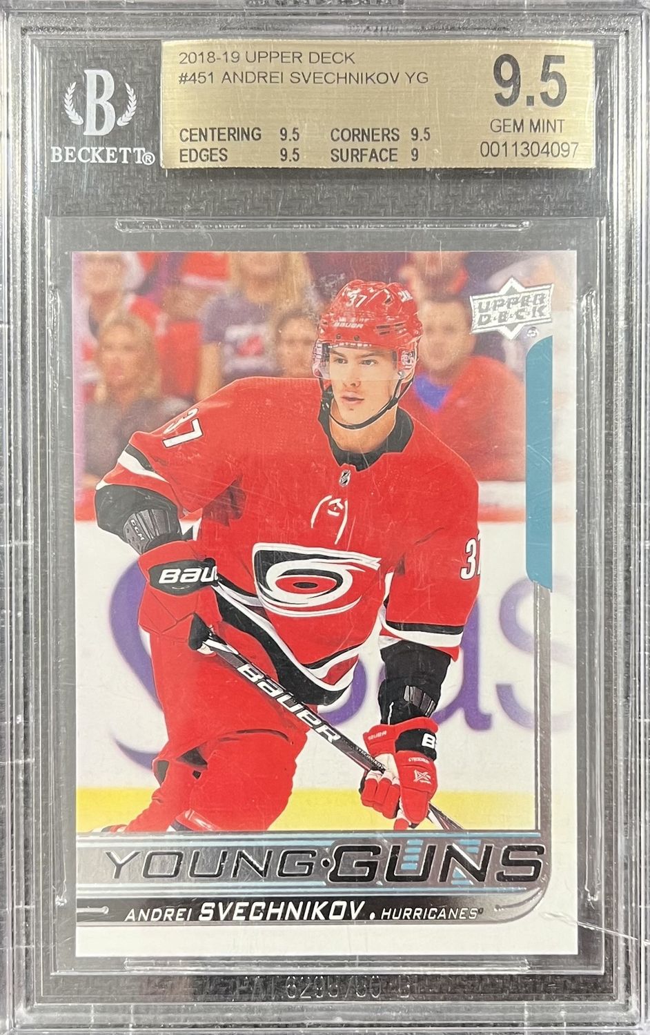 Andrei Svechnikov - 2018-19 Upper deck Series two Young guns #451 Beckett 9.5