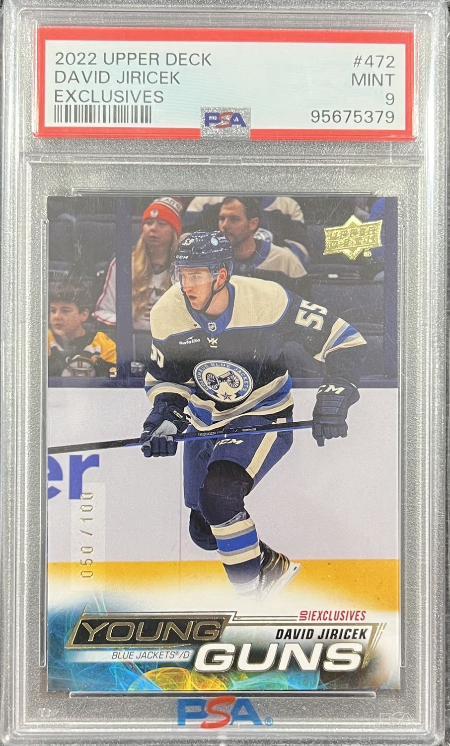 David Jiricek - 2022-23 Upper deck Series two Young guns UD Exclusives /100 #472 PSA 9