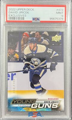 David Jiricek - 2022-23 Upper deck Series two Young guns UD Exclusives /100 #472 PSA 9