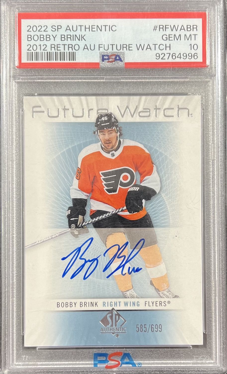 Bobby Brink - 2022-23 Upper deck SP Authentic Future watch RFWA-BR PSA 10