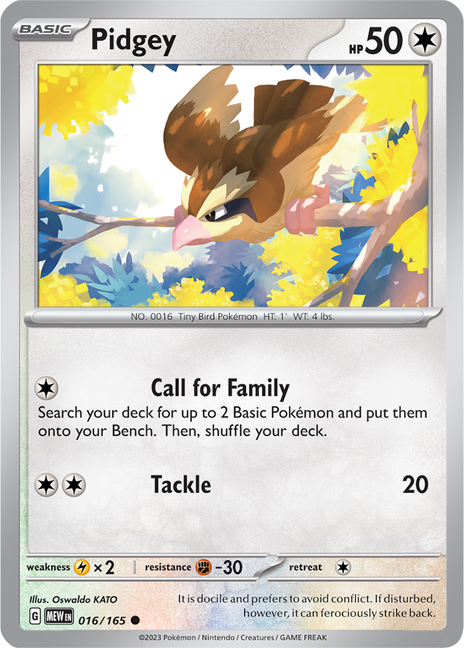 Pidgey - Scarlet &amp; Violet 151 016/165, Fini: Unlimited