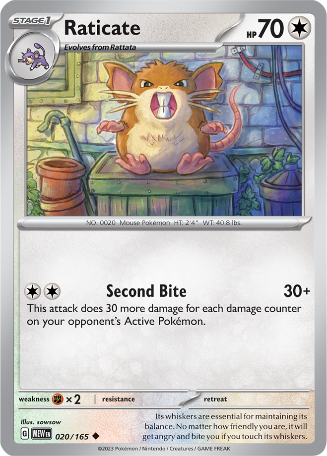Raticate - Scarlet &amp; Violet 151 020/165, Fini: Unlimited