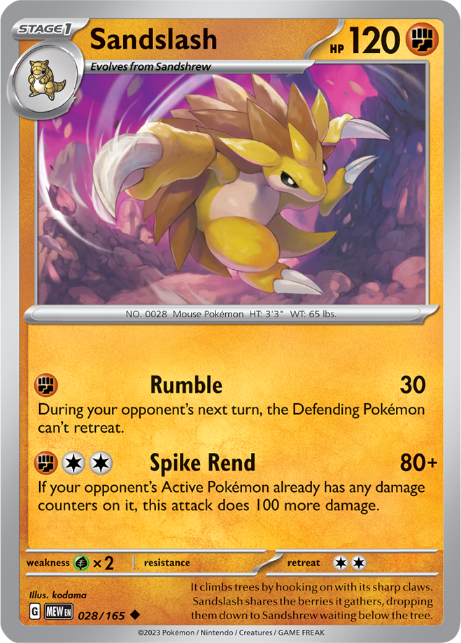 Sandslash - Scarlet &amp; Violet 151 028/165, Fini: Unlimited