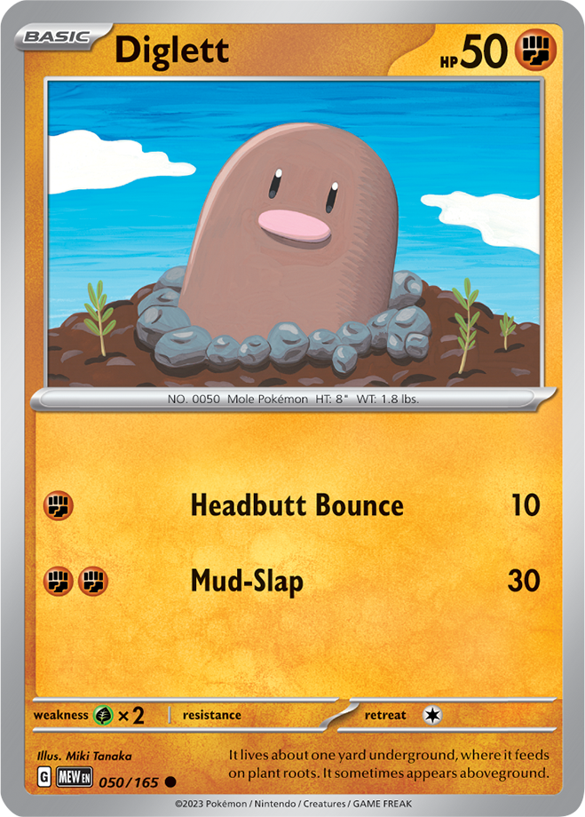 Diglett - Scarlet &amp; Violet 151 050/165, Fini: Unlimited